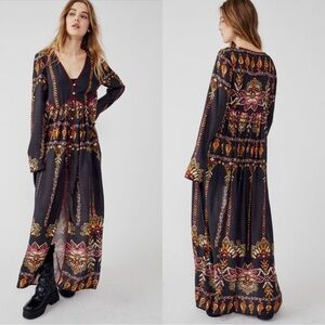 Free People Black and Orange Maxi Dress